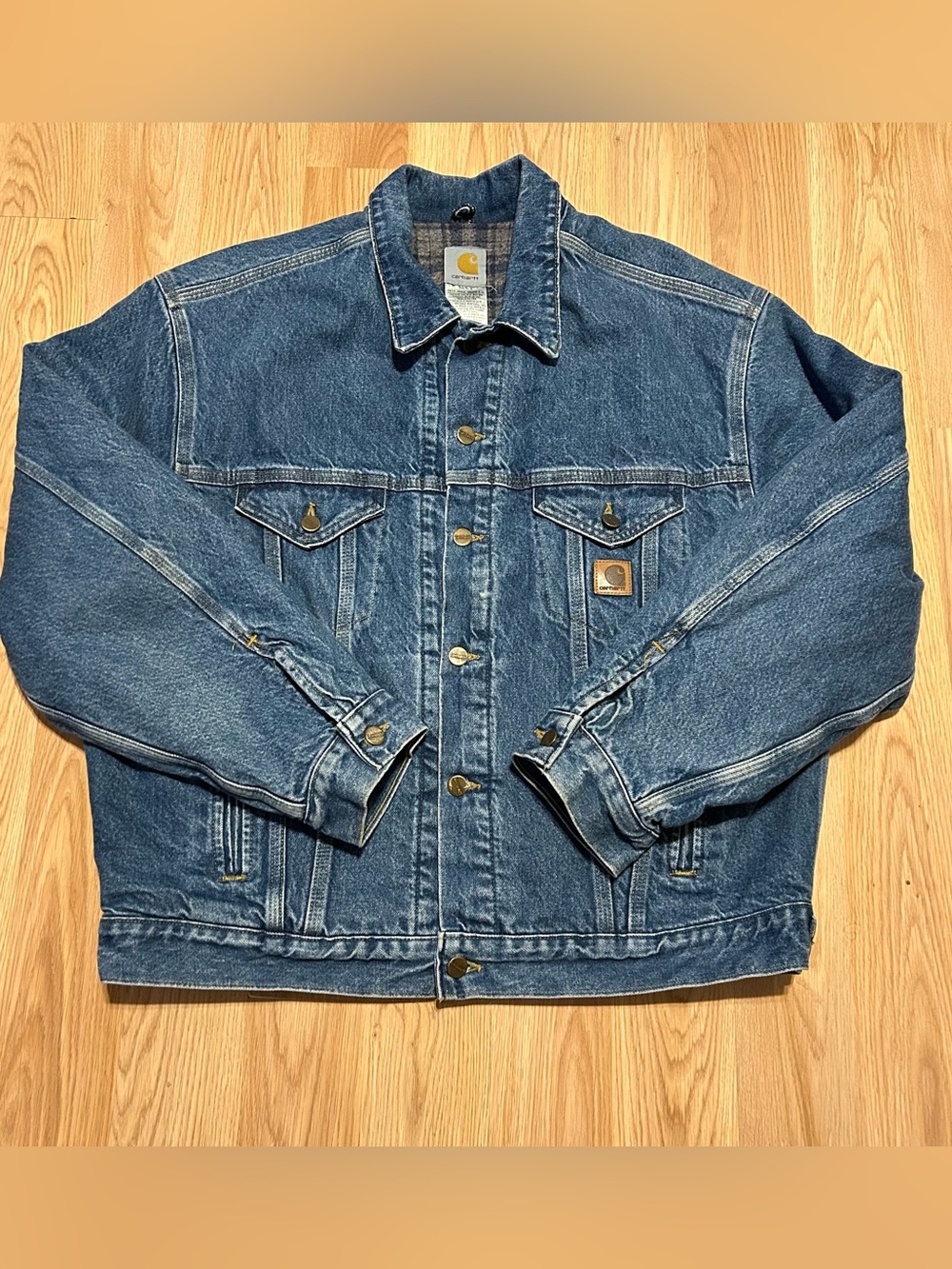 Vintage Carhartt J11 DST Jacket Men’s L  Blue Blanket Lined Denim Trucker USA